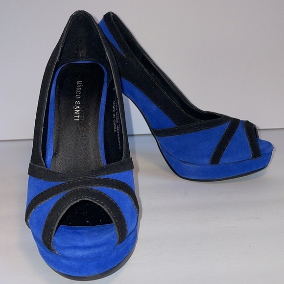 MARCO SANTI blue cobalt Virginia heels pumps in women’s 5.5M - Picture 9 of 14